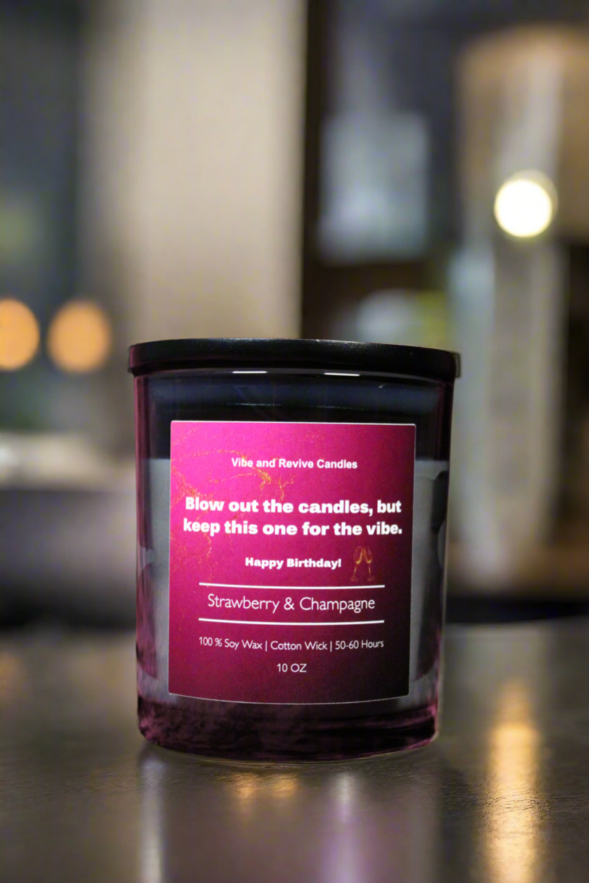 Strawberry & Champagne  Soy Candle (Birthday Bundle Edition)