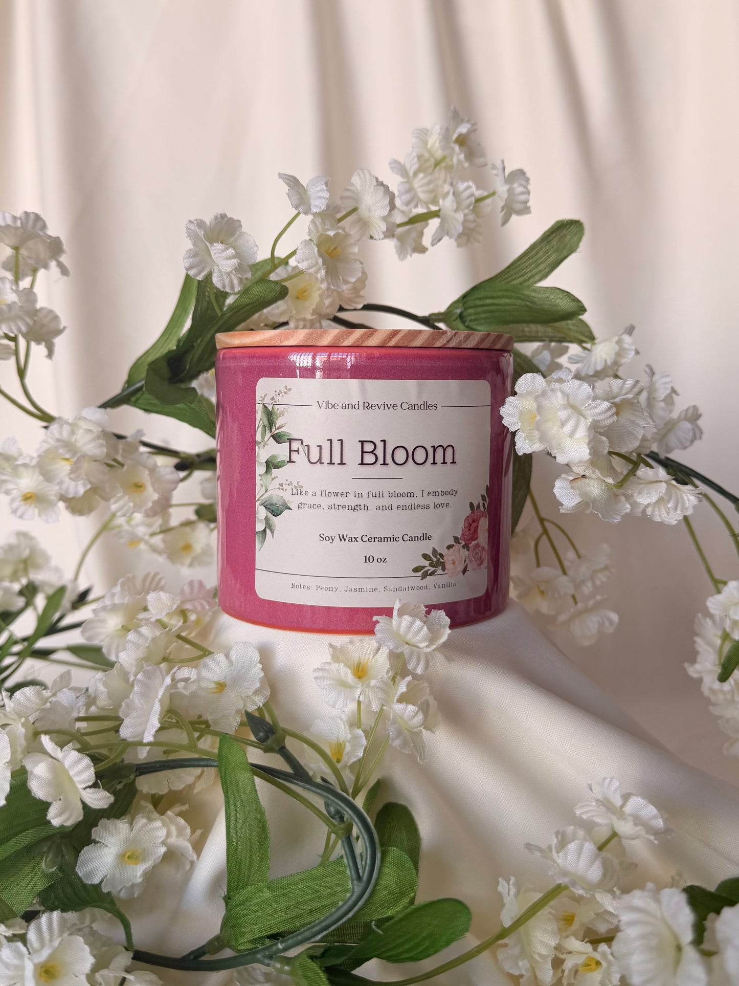 Full Bloom 10 oz Soy Candle – Peony Jasmine Vanilla (FREE)