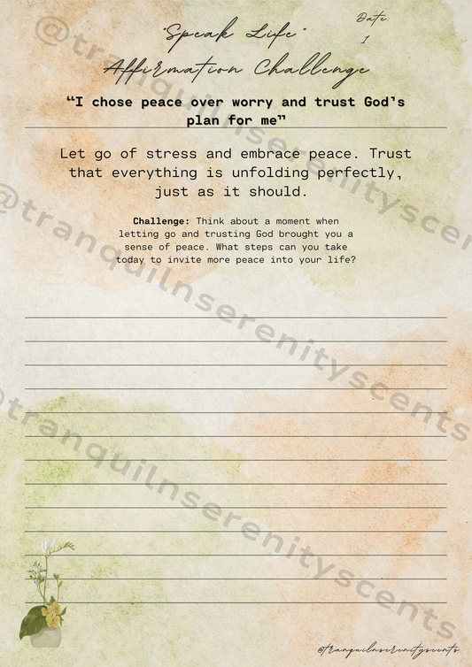 5-Day “Speak Life” Affirmation Challenge E-Journal (Digital)