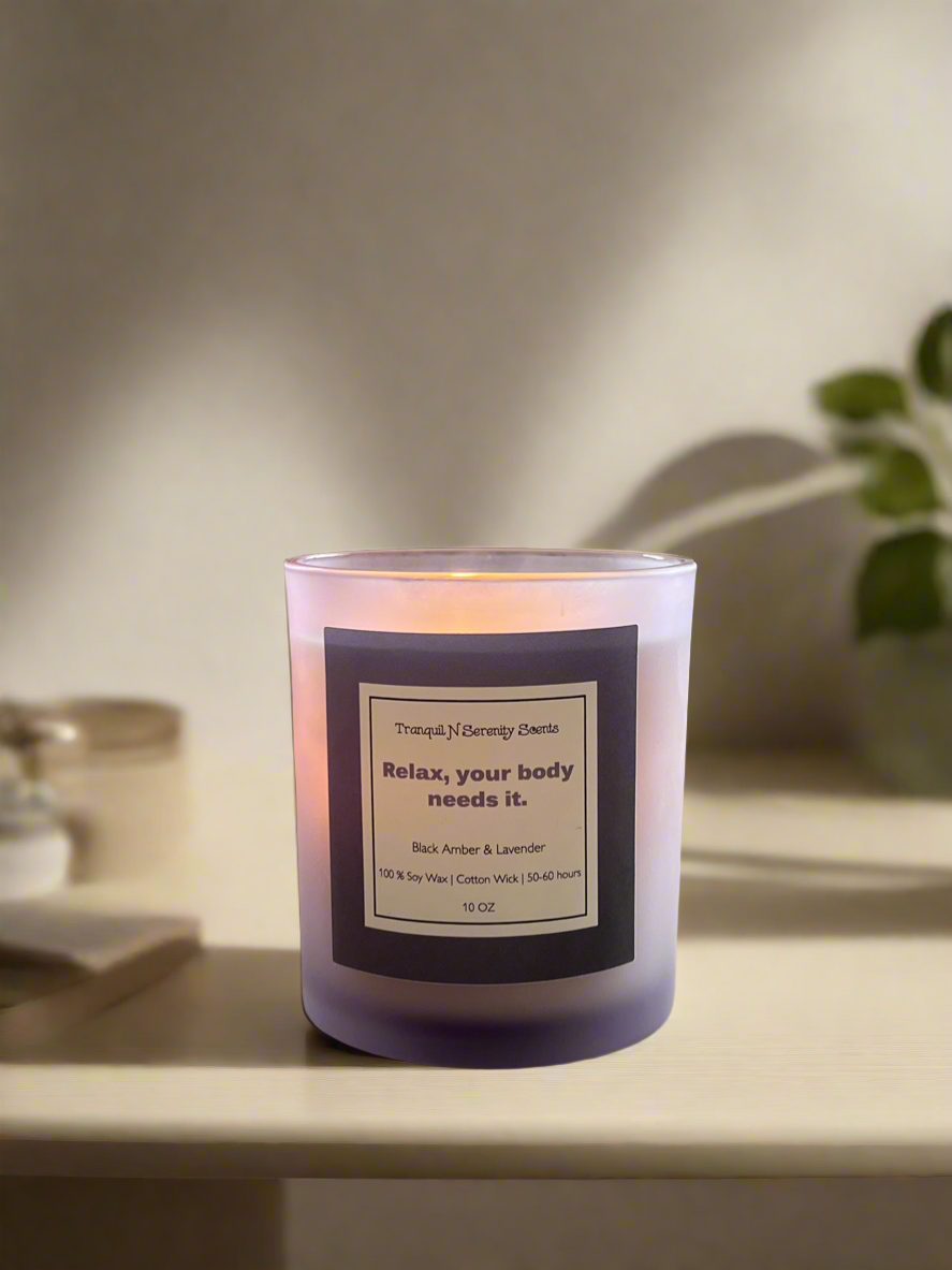 Black Amber and Lavender Soy Candle